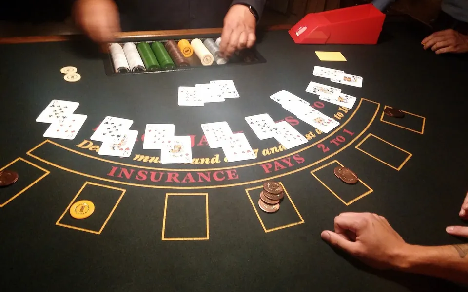 Live dealer at a table